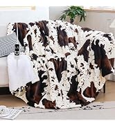 FLYSOWL Electric Heated Blanket Heating Blanket Cow Print Throw 50INx60IN Winter Warm Blanket Gif...