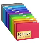 Hanging File Folders Legal Size, 30 Pack File Folders with 1/5 Cut Adjustable tabs, 2" Expansion,...