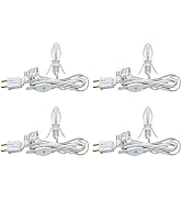 4 Sets Accessory Cord with One Light Bulb, 6 Feet UL Listed White Cord Christmas Village Lights w...