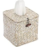 Sumnacon Tissue Box Cover Square Seagrass Tissue Box with Lid, Woven Tissue Box Holder Rustic Cub...