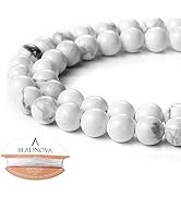 BEADNOVA Natural White Howlite Beads Natural Crystal Beads Stone Gemstone Round Loose Energy Heal...