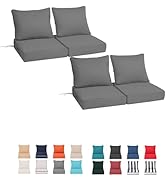 Outdoor Chair Cushions 4 Set, 22 x 22 x 4IN, Patio Deep Seat Cushion for Patio Furniture, Waterpr...