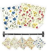 Nyixblyre Swedish Dishcloths for Kitchen, 5 Pack Floral Flowers Reusable Paper Towels with 3 Hook...
