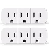ELEGRP Triple Outlet Extender, 3-Prong Grounded Wall Tab, Multiple Outlet Extender Adapter Plug w...