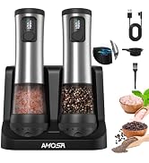 Electric Salt and Pepper Grinder Set, Upgraded 2-Speed Setting, External 5 Adjustable Coarseness,...
