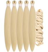 Blonde Braiding Hair Pre Stretched Knotless Braiding Hair for Boho Braids Ocean Wave Boho Hair Ex...