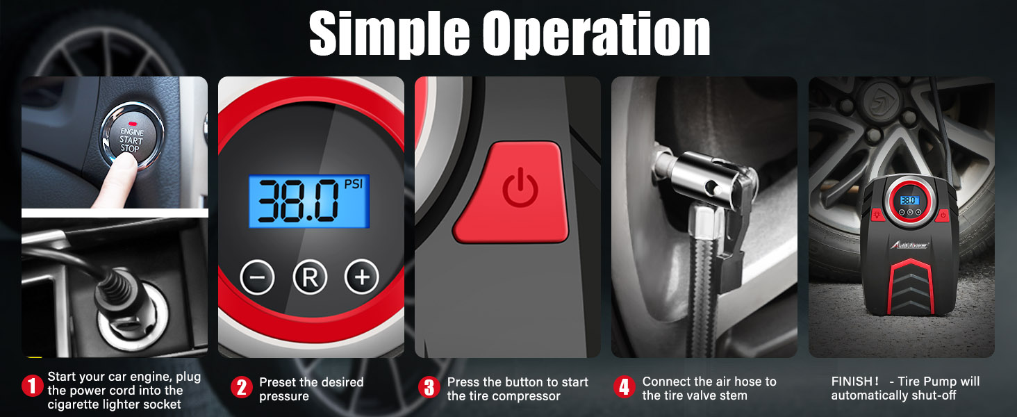 compact tire pump - simple opreation