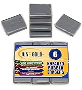June Gold Kneaded Rubber Erasers, Gray, 6 Pack - Blend, Shade, Smooth, Correct, and Brighten Your...
