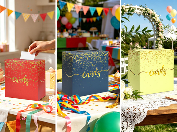 wedding card box for party wedding gift card holder box with gold foil Envelope Raffle Box with Slot