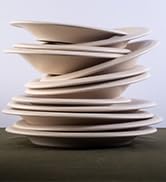 Porto by Stone Lain Aro 12-Piece Dinnerware Set Stoneware, Cream Matte, Crafted in Portugal, Scra...