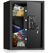 Bonsaii Large Safe Box 1.8 Cubic Feet with Digital Lock, Steel Security Safe Box with Removable S...