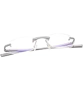 Rimless Clear Bifocal Reading Glasses Blue Light Blocking Readers for Men and Women Unisex Spring...
