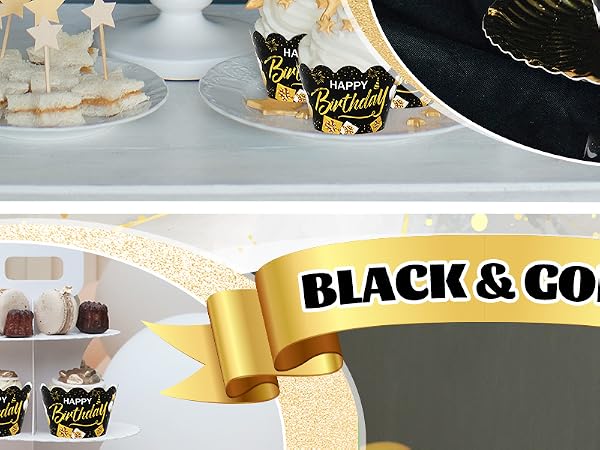 36Pcs Happy Birthday Cupcake Wrappers