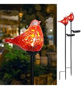 Bshine Solar Garden Decoration Outdoor Cardinal Lights, Hand Blown Glass Waterproof Solar Light S...