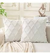 Cozoomy Set of 2 Soft Moroccan Throw Pillow Covers 18x18 Inch Plush Boho Decorative Pillow Cover ...
