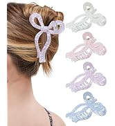 Mesovor 4 Pack Elegant Bow Hair Claw Clips, Nonslip 4.3