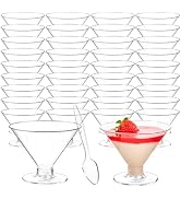 Zezzxu 40 Pack Plastic Martini Glasses - 5 oz Disposable Dessert Cups with Spoons Reusable Cockta...
