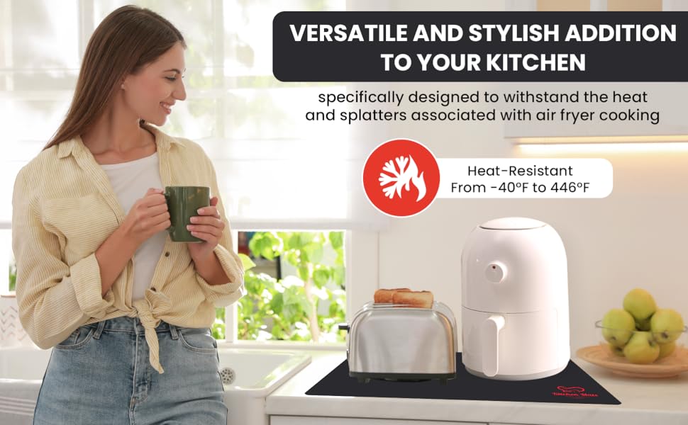 Designed to withstand heat and splatters from air fryer cooking.