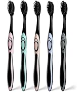 COCOBURI Charcoal Toothbrush 5 Pack-Extra Soft Bristles for Adults-