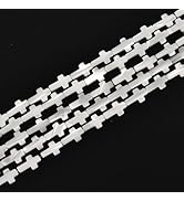 HAAMIIQII Natural White Mother of Pearl Shell Beads 8x12mm Cross Shape Semi Precious Stone Loose ...
