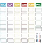 HOMiDEK Magnetic Kanban Board Scrum Card, 5x3 Dry Erase Magnet Label, Reusable Planning Card Agil...