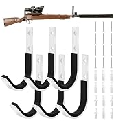 White Gun Rack Storage Wall Mount Shotgun Rifle Hook Horizontal Metal Gun Hanger for Any Rifles S...