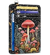Yonlevres Mushroom Credit Card Holder Slim Wallet, RFID Wallet Women Front Pocket Small Card Hold...