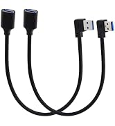 LANMINGLEL Short USB 3.0 Cable 90 Degree Left & Right Angle USB Adapter Male to Female Cables 5 G...
