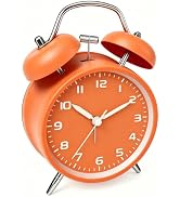 Noubnea 4.5Inch Battery Operated Alarm Clock, Metal Analog Twin Bell Loud Alarm Clock for Heavy S...