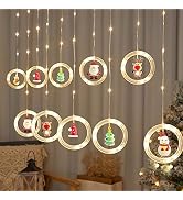 LAWOHO Christmas Window Lights, 125 LED 10 Ft Curtain String Lights for Bedroom Christmas Decorat...