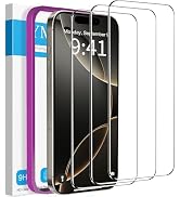 YMHML 3 Pack for iPhone 16 Pro Max Screen Protector Tempered Glass, Military Grade HD Clear Film ...