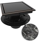 WEBANG 6 Inch Shower Square Drain Bronze Floor Drain with Flange Reversible 2-in-1 Cover Tile Ins...