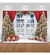 Mocsicka Christmas Window Backdrop for Photography Winter Xmas Trees Merry Christmas Party Decora...
