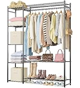 Wardrobe Closet,Portable Clothes Rack with 4 Tiers Shelves,Freestanding Closet Organizers and Sto...