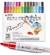 28 Color Paint Markers Pens Set, Oil-Based Permanent Paint Marker, Medium Tip, Quick Dry and Wate...