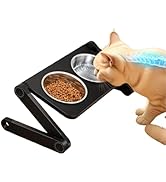 Blissfuhue Adjustable Height & Angle Elevated Cat Bowls and Small Raised Dog Bowl with 2 Removabl...