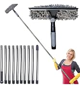 20+ Feet Reach 2 in 1 Window Washing Squeegee & Duster with 3-14 ft Spliceable Extension Pole // ...