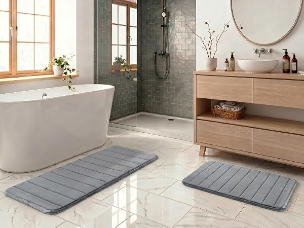 bathroom rugs, striped memory foam bath mat, bathroom mat quick dry
