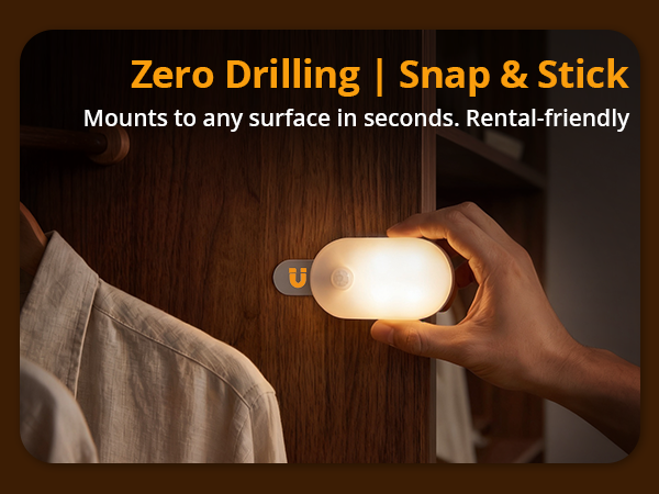 Portable night light snap & stick