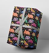 RiukRaiu Dinosaur Wrapping Paper for Boys Girls Kids - Funny T-Rex Gift Wrap for Birthday, Party,...