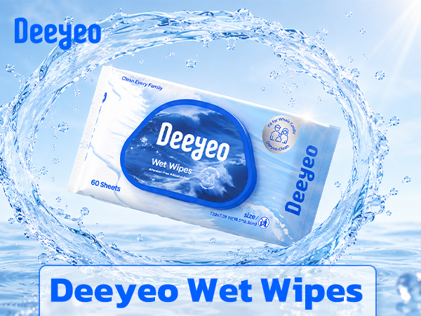 Deeyeo Wet Wipes,Designed for sensitive skin,99% EDI Purified Water,Thick & Extra Large
