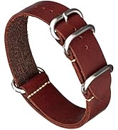 Benchmark Basics Leather Watch Band - Zulu Crazy Horse Oiled Leather One-Piece Military Watch Str...