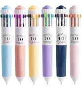 Joyask 6 Park Multicolor Pens, 10-in-1 Colored Ballpoint Pen, 57 Colors, 0.8mm Fine Point Smooth ...