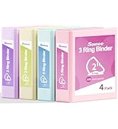SUNEE 3 Ring Binder 2 Inch, Clear View Binder Three Ring PVC-Free (Fit 8.5x11 Inches) for School ...