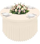 Smiry Round Spandex Tablecloth, Elastic Fitted Washable Tablecloths for 60 Round Tables, Waterpoo...