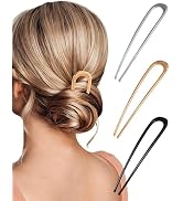 French Hair Pins for Women 3 PCS Metal U-Shaped Hair Forks Sticks for Buns,Twist, Chignon & Updos...