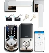 Veise VE07-L Fingerprint Smart Locks for Front Door with Zinc Alloy Handle Set, App Control, Keyl...