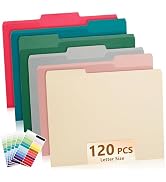 Color File Folders, 1/3-Cut Tabs, Letter Size, Assorted Colors Organizer File Folders for School ...