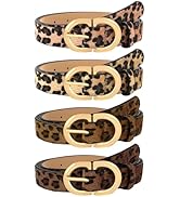 BAHABY 4 Pack Leather Belts for Women Jeans Dresses Pants Waist Belt Womens Leopard Belt with Gol...