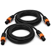 KOOKFJLLZ Speakon Cable 6ft 2 Pack — 12AWG OFC NL4FC Twist-Lock Speaker Wire for PA System, DJ Bo...